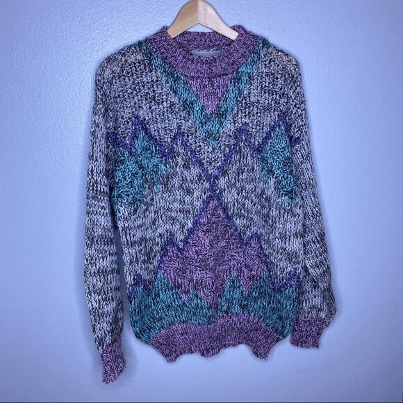 Numbers Oversized Purple and Gray Sweater Large - Picture 1 of 10
